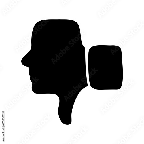 Negative feedback person profile symbol, rejection feedback