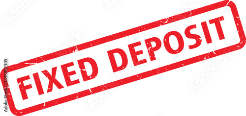 Red Fixed Deposit Stamp Illustration with Rounded Corners on a White Background