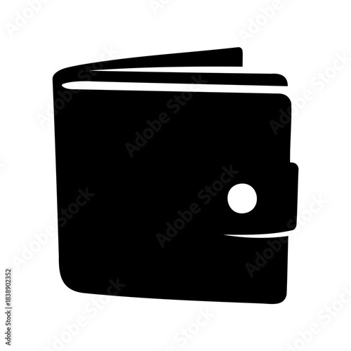 Closed wallet icon with snap button for finance concept