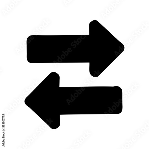 Black arrows pointing right and left, representing exchange