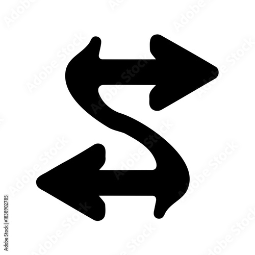 Black wavy s-shaped double arrow icon symbolizing exchange