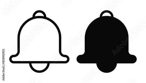 Simple Iconic Bell Design in Black and White Outline for Notifications