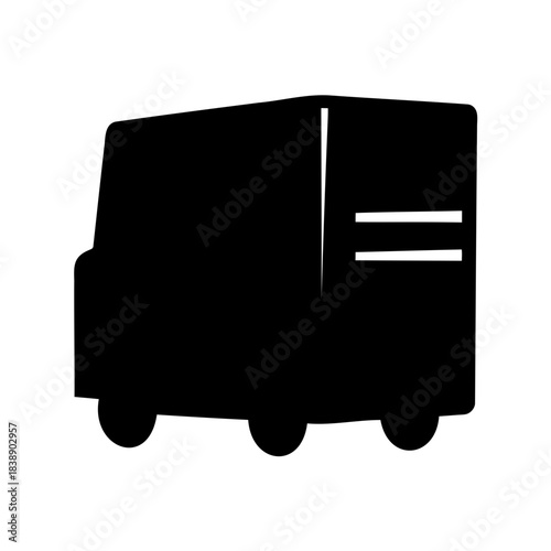 Black silhouette icon of a delivery van for transport logistic