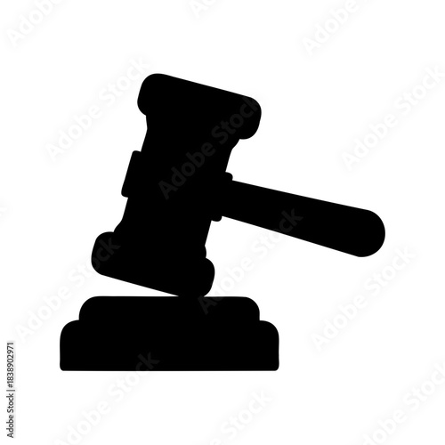 Gavel and sounding block silhouette representing justice and law