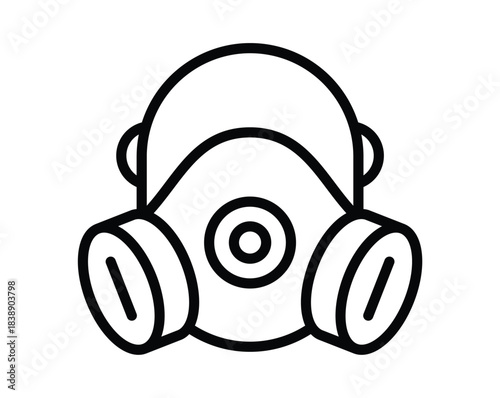 Simple Line Art of a Protective Gas Mask for Safety and Health Concepts