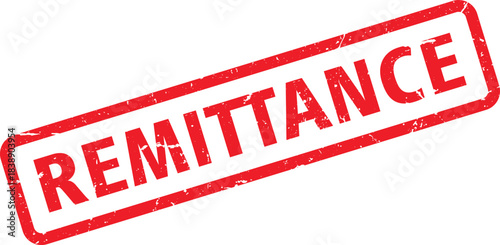Remittance Red Rubber Stamp Illustration on a White Background, Finance Transfer Concept