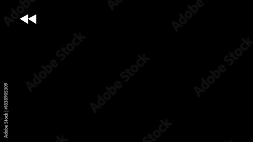 Analog Rewind VHS overlay. Old film, Analog VHS tape static with rewind sign 4K