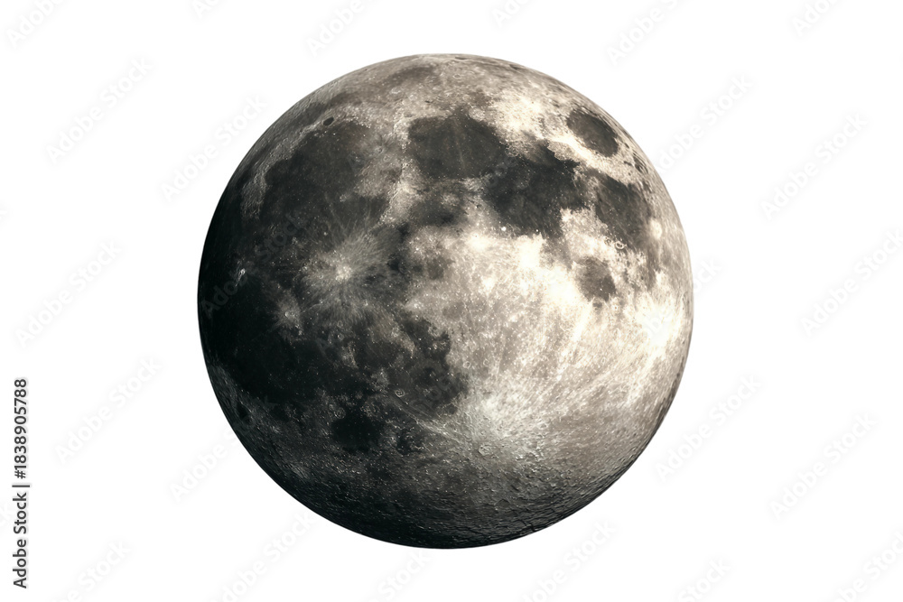 Fototapeta premium Nighttime full moon isolated on transparent background