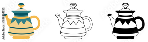 Vintage style teapots kettle isolated vector illustration