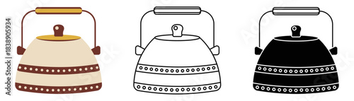 Classic teapots kettle isolated vector illustration