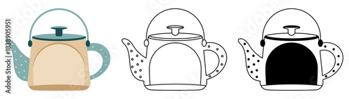 Kettle and teapots isolated vector illustration