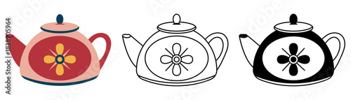 Modern teapots kettle isolated vector illustration