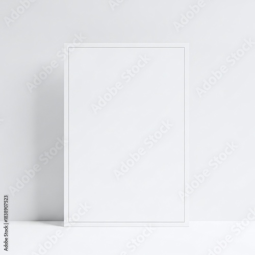 Minimalist White Frame Mockup Leaning on a Clean White Surface