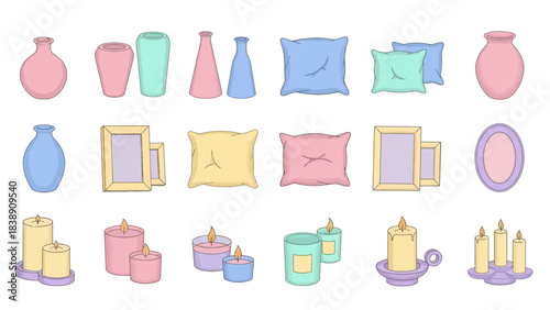 Pastel Home Decor Collection Vases, Pillows, Frames, and Candles for Cozy Interiors
