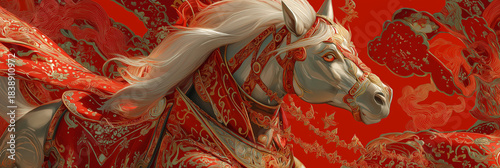 Festive White Horse Illustration For Lunar New Year