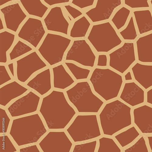A close-up, seamless pattern of a giraffe's brown and tan hide, featuring irregular polygonal shapes.