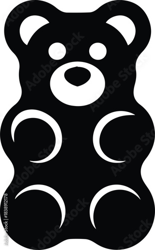 Minimalist black gummy bear candy silhouette vector icon