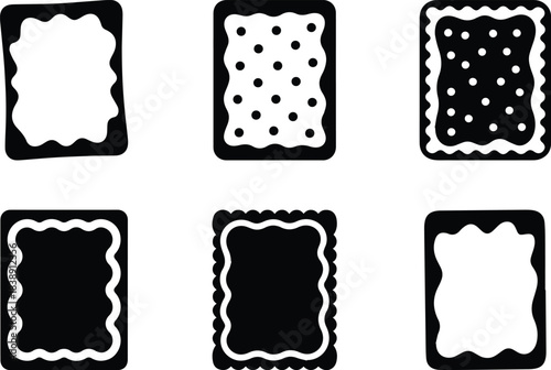 Set of Minimalist black pop toaster pastry tart with sprinkles silhouette vector icon