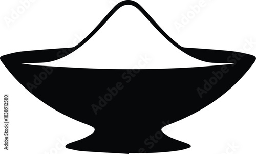 Minimalist black salt cellar bowl seasoning silhouette vector icon