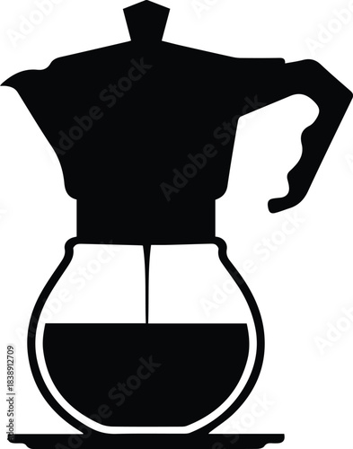 Minimalist black drip coffee pot carafe silhouette vector icon