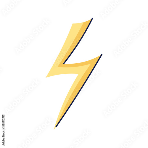 Hand drawn lightning. Sky and weather design element. Isolated vector illustration on white background.