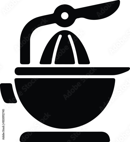 Minimalist black citrus juicer press silhouette vector icon