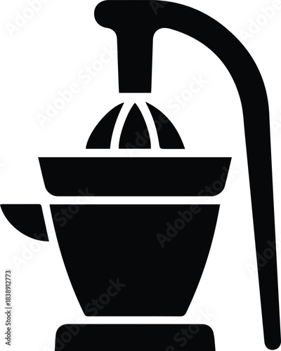 Minimalist black citrus juicer press silhouette vector icon