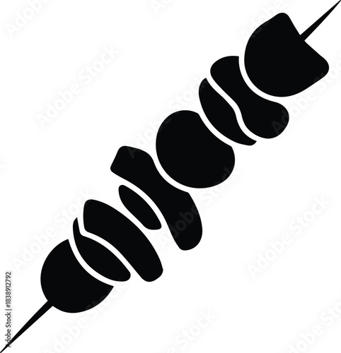 Minimalist black shish kebab skewer food silhouette vector icon