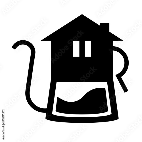 Cute black and white icon coffee pot