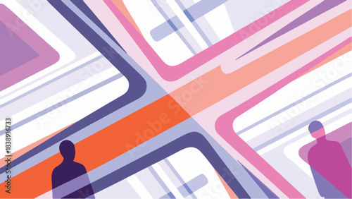 Remote Communication Technology Illustration in Minimalist Flat Style A visual representation of digital conversations in the modern era.