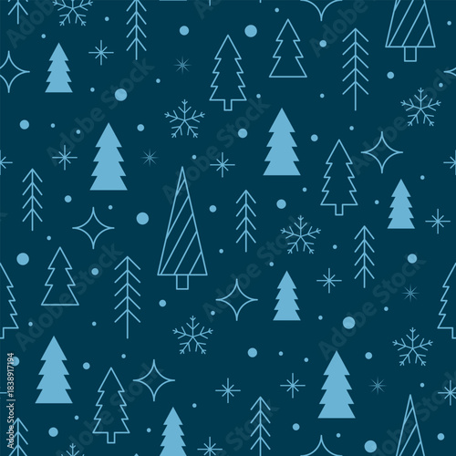 christmas background with winter forest