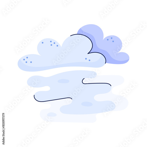 Hand drawn cloud and Fog. Sky and weather design element. Isolated vector illustration on white background.