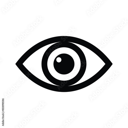 Eye icon isolated on, a symbol of vision, perception, and observation