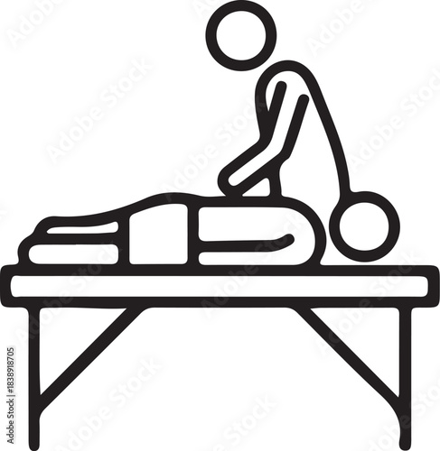 Massage Therapy Icon Showing Therapist and Patient on Table wellness relaxation on transparent background