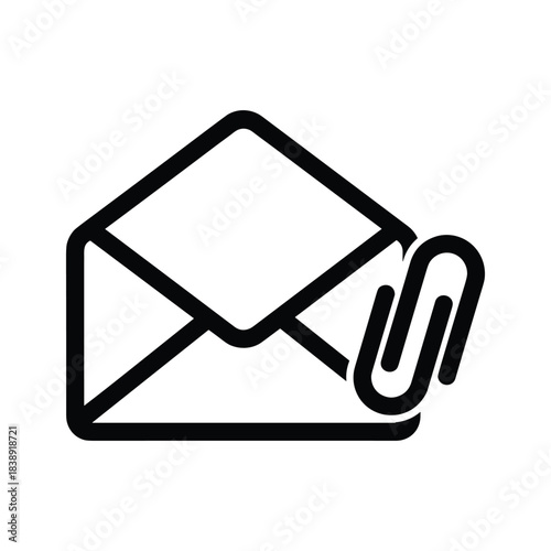 Email attachment icon isolated on representing file sharing concept