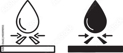 Water Drop Absorption Icon with Arrows traced illustration on transparent background