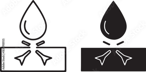 Water Drop Absorption Icon Line and Solid traced illustration on transparent background