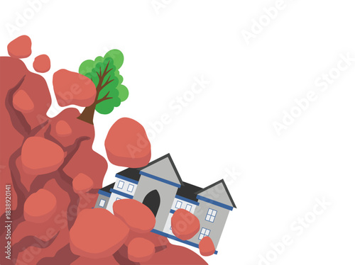 Landslide Natural Disaster Illustration