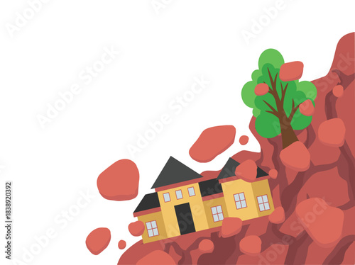 Landslide Natural Disaster Illustration