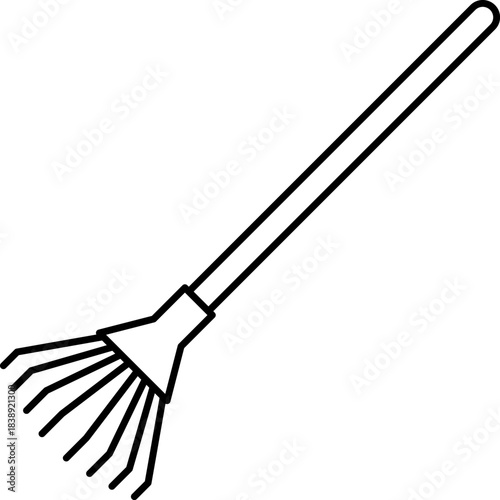 Outline Drawing of Small Handheld Garden Rake