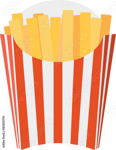 French fries, french fries box icon, french fries box isolated on white background. Vector cartoon illustration, poster, postcard. Vector