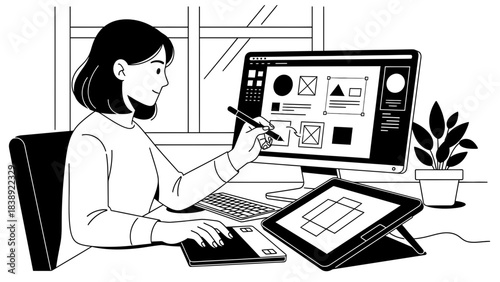 young woman working on computer