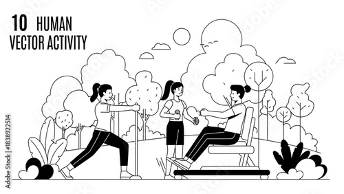 vector illustration of fitness training women 