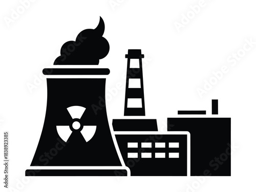 Black Icon of a Nuclear Power Plant factory industry