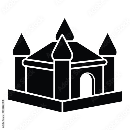 Black Silhouette Icon of a Bouncy Castle inflatable