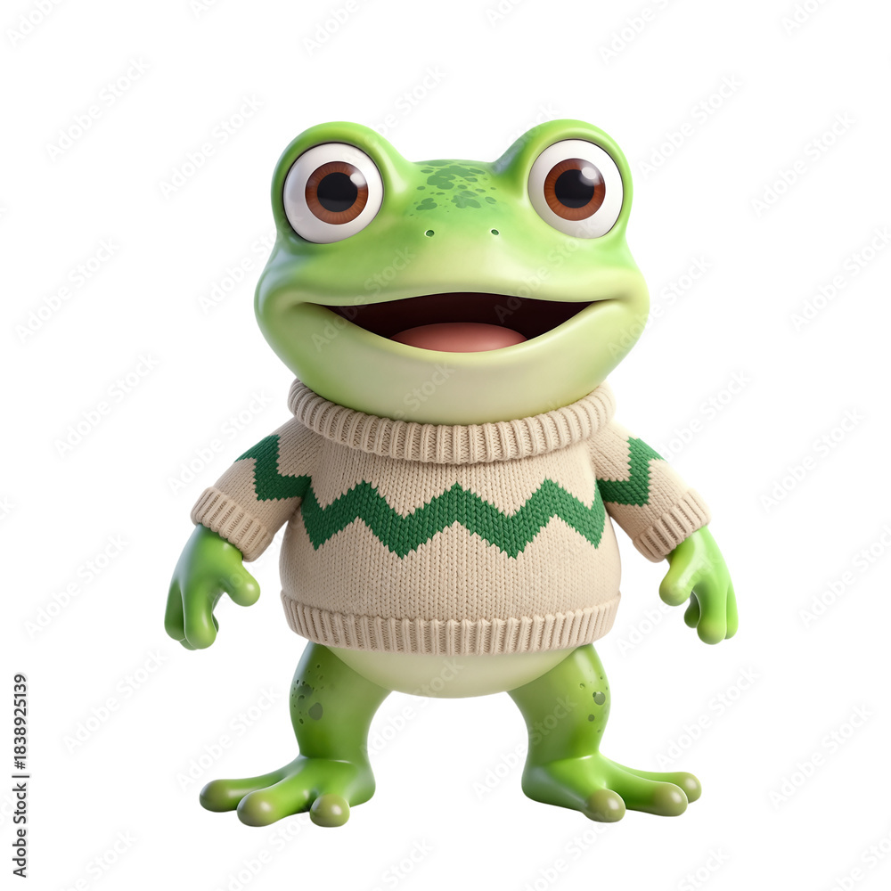 Fototapeta premium Green Frog in Sweater 3D Render Illustration