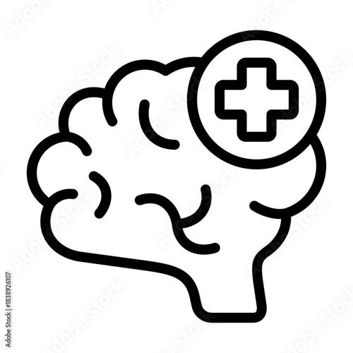 brain mental health icon line