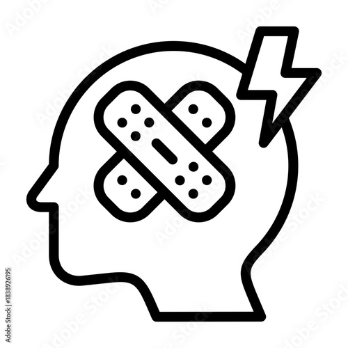 trauma head icon line