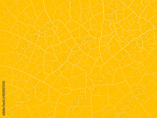 塗装やガラスなどのヒビや亀裂などのイメージの網状の画像素材　白線　黄色／イエロー／オレンジ