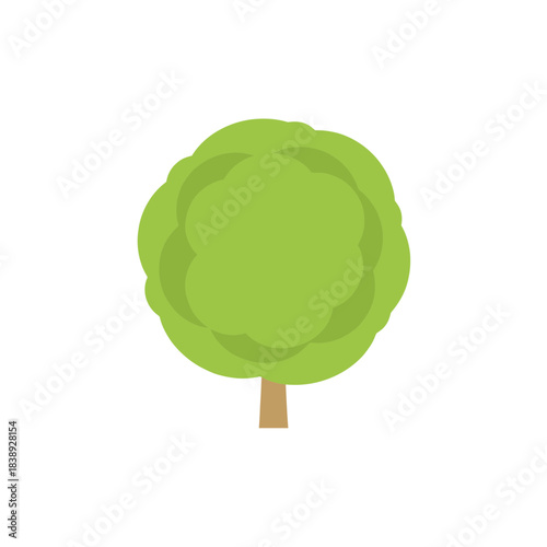 Simple flat green tree illustration with round leafy canopy.